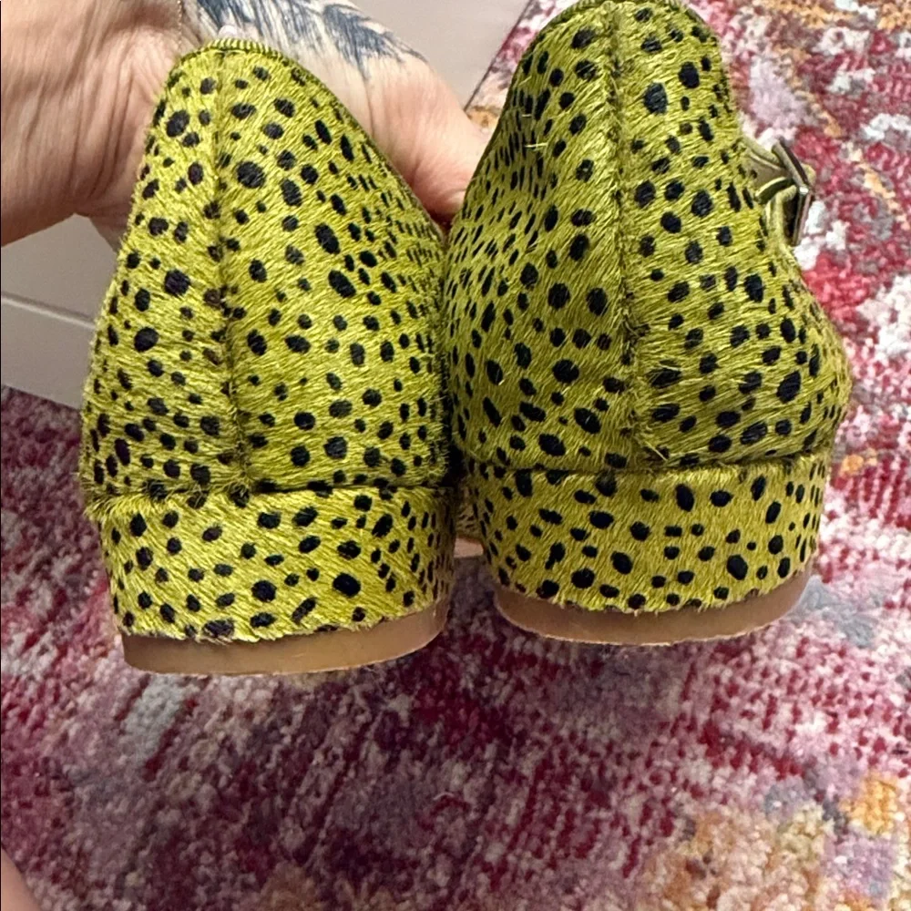 INTENTIONALLY BLANK Chartreuse Mary Jane Flats with Black Spots - Picture 4 of 4